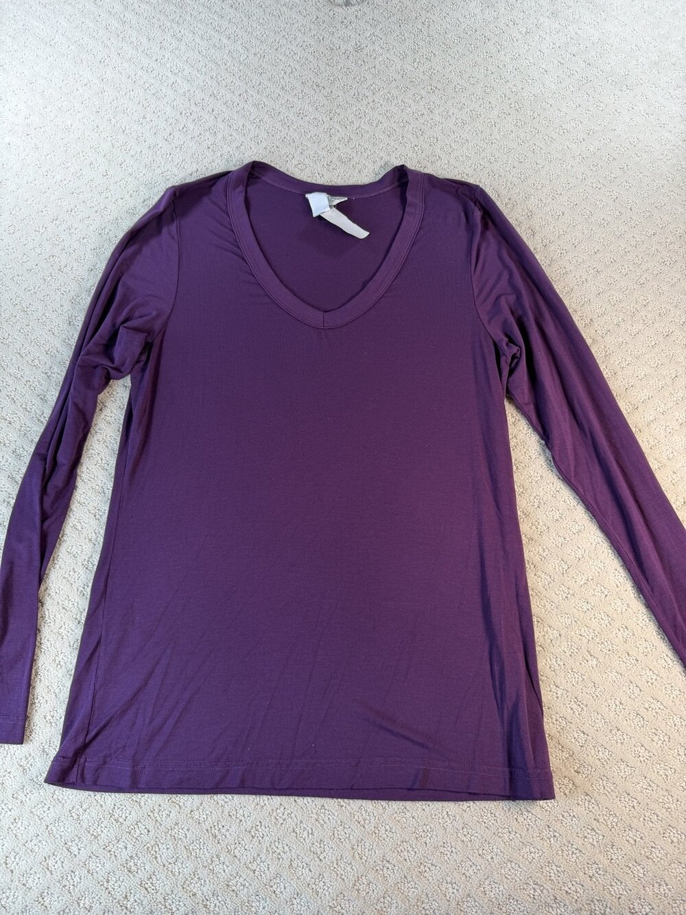 Tail Hard T-Shirt Boyfriend V Nk Womens Purple V-Neck Long Sleeve Size M